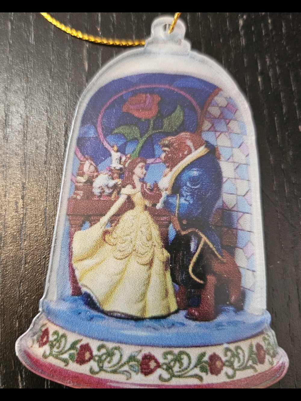 Beauty and the Beast Snow Globe Ornament - Yellow & Blue